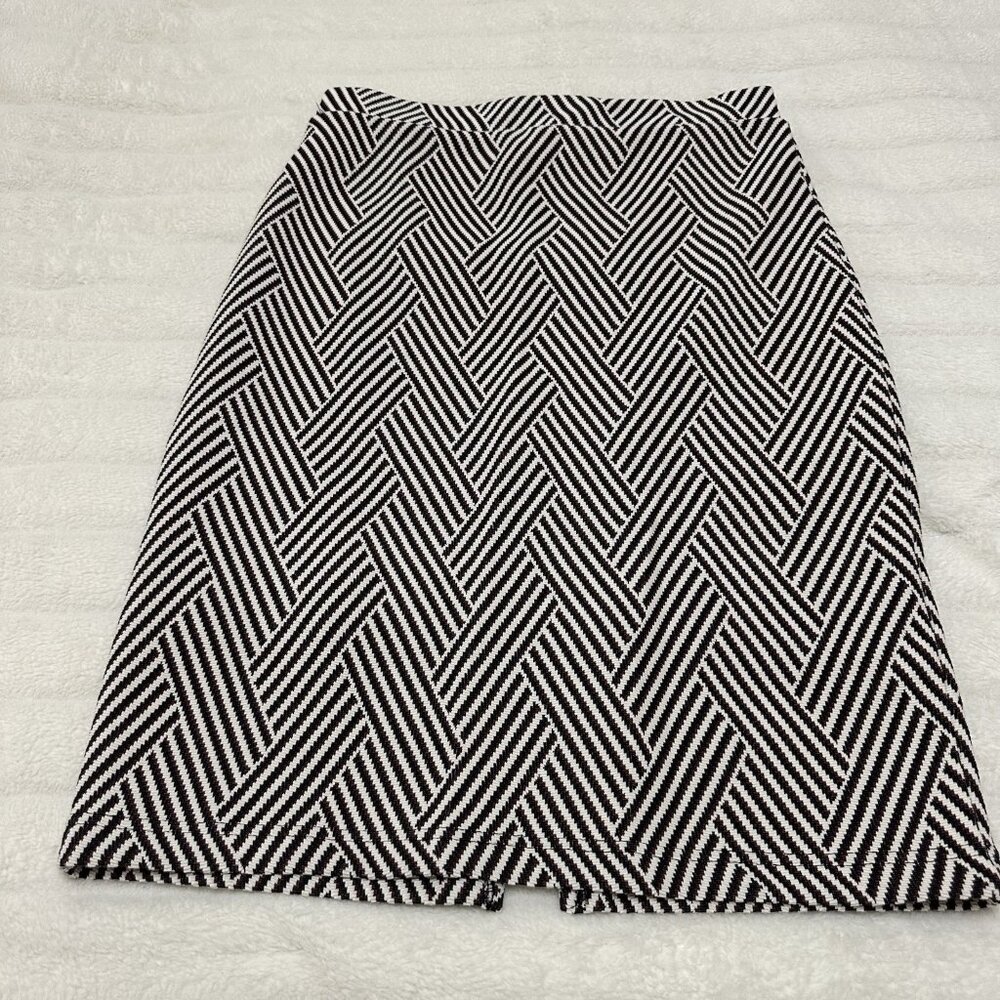 Maeve Anthropologie Skirt Black And White Gold Zipper Size Small